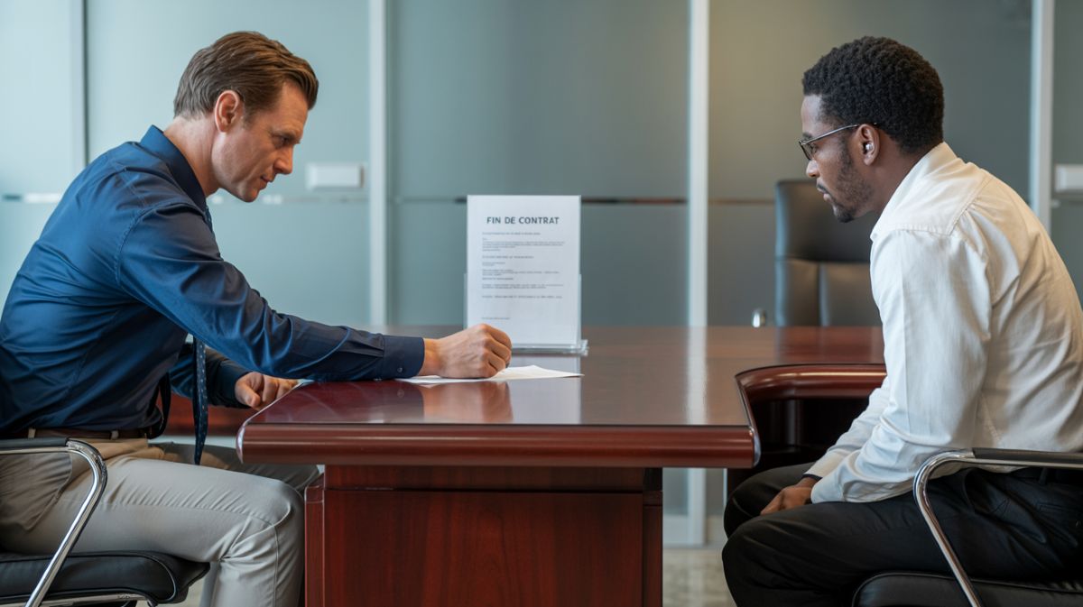 Un homme signe sa fin de contrat
